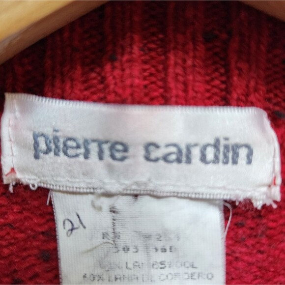 Pierre Cardin Vintage Sweater Vest Womens S Red Lambswool Cotton Knit V Neck - Picture 7 of 8